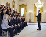 President Barack Obama greets the 2010 PECASE recipients in the East Room of the White House, Oct. 14, 2011.  (Official White House Photo by Pete Souza)