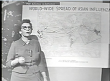 Dr. Charlotte Silverman charts the spread of the 1957 Asian flu. (Johns Hopkins File 7)