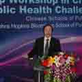 Dean Hu of Peking University School of Public Health gives workshop welcome.