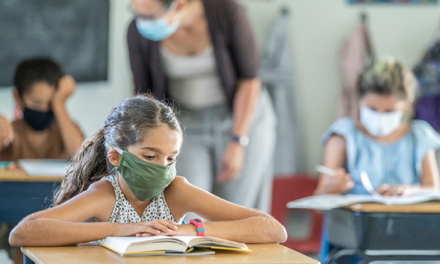 Children in schools with masks
