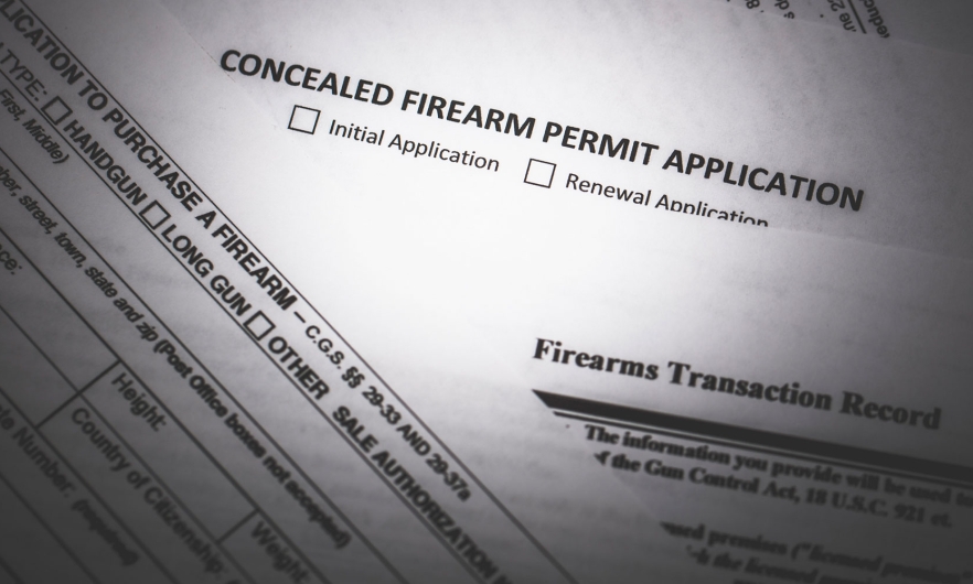 Photograph of a form to apply for a Concealed Firearm Permit.