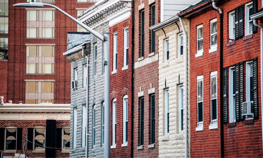 View of row homes in Baltimore 