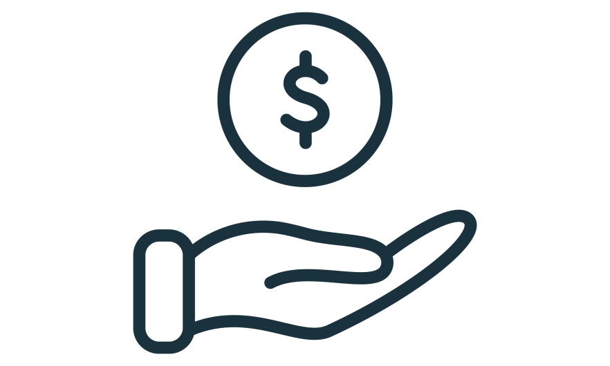 hand with dollar coin icon