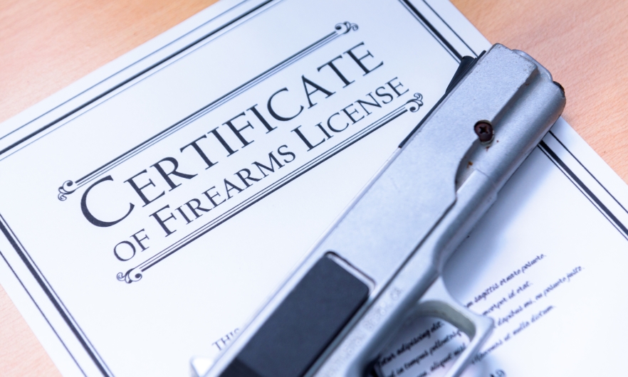 Image of firearm and certificate of firearms license