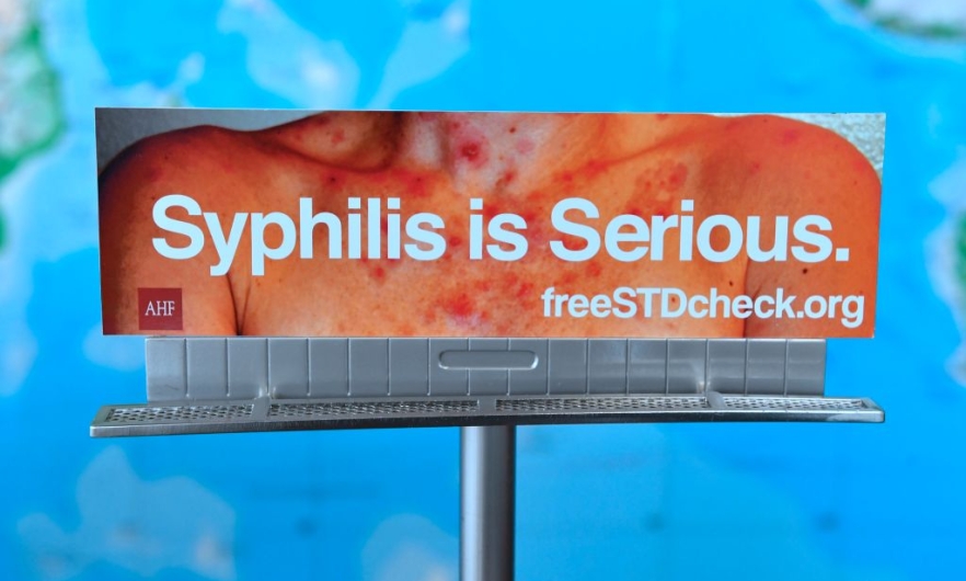 billboard stating that syphilis is serious