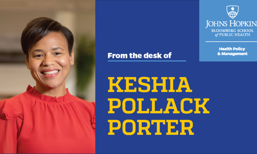 An image of HPM Department Chair Keshia Pollack Porter next to text that reads "From the desk of Keshia Pollack Porter" and an HPM logo.