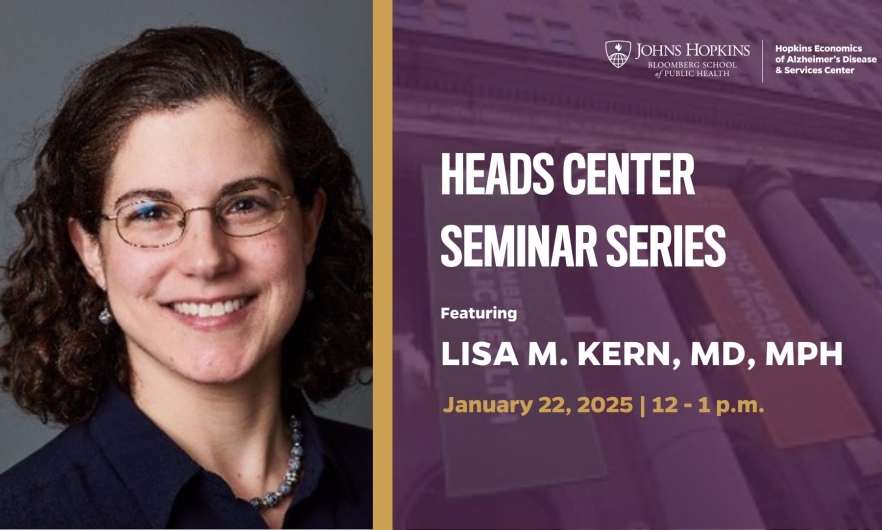 A headshot of a woman next to a graphic titled HEADS Center Seminar Series