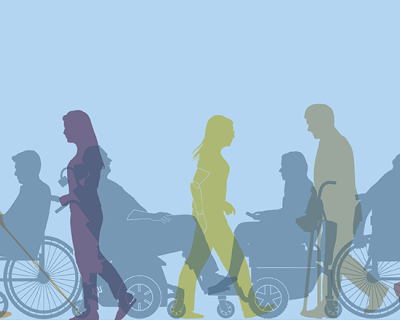 graphic of silhouettes of people with different disabilities