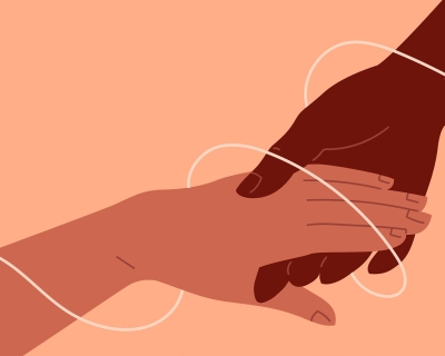illustration of two hands, one helping the other