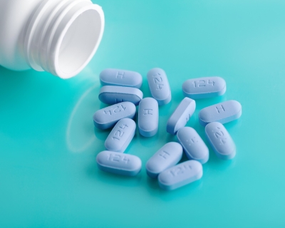 Stock photo of blue pills