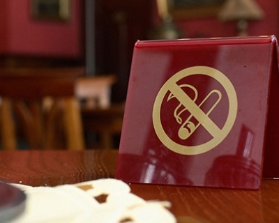 Table top with a no smoking icon