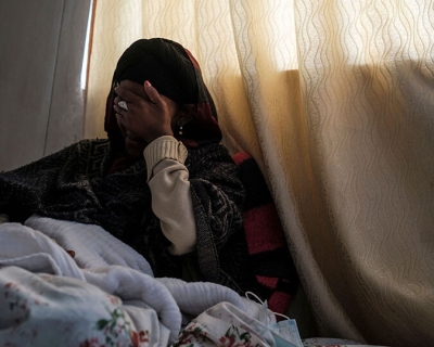 A woman from Edaga Hamus, who was raped by groups of soldiers, both Eritrean and Ethiopian, on 3 different occasions, sits in a hospital in Mekele, Ethiopia on February 27, 2021.