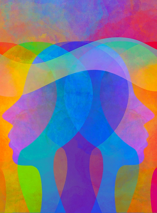 Colorful abstract illustration of human silhouettes