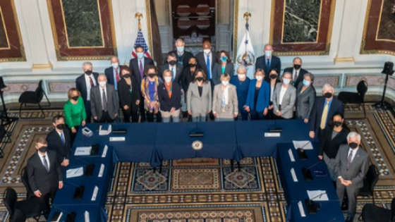 Dr. Cooper and other members of the President’s Council of Advisors meet with Vice President Kamala Harris