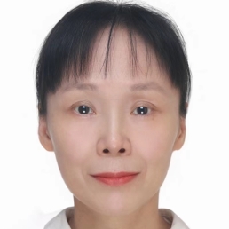 Headshot of Pinpin Zheng, MD, PhD, a woman with a light complexion, brown eyes and brown hair, wearing red lipstick and a white collared top