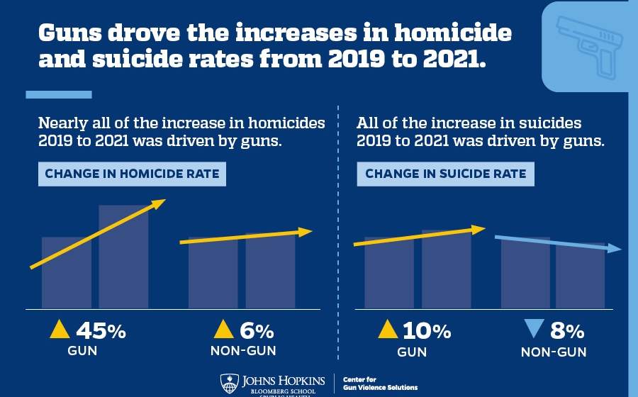 New Analysis Guns Drove The Increases In Homicides And Suicides From 2019 To 2021 Johns