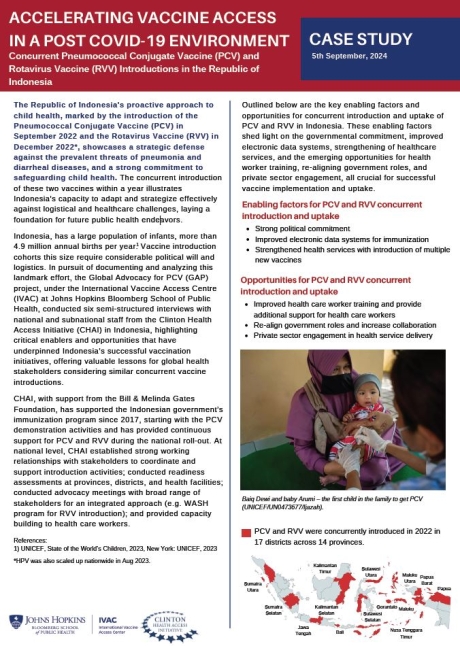 Thumnail of case study publication detailing how to improve access to PCV and RVV vaccines